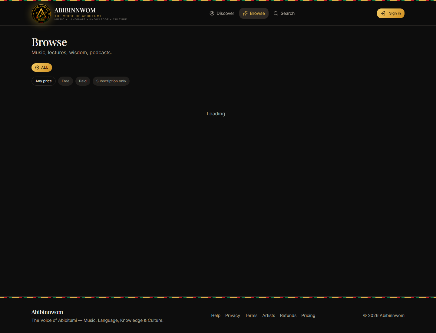 Abibinnwom browse screen screenshot