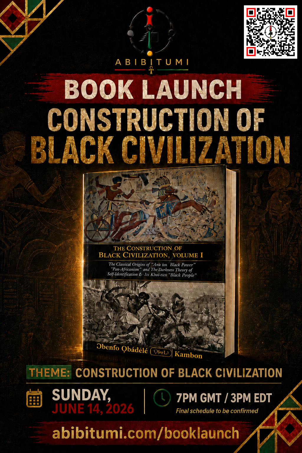 Construction of Black Civilization book launch flyer