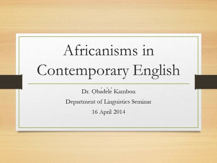 Africanisms in Contemporary English