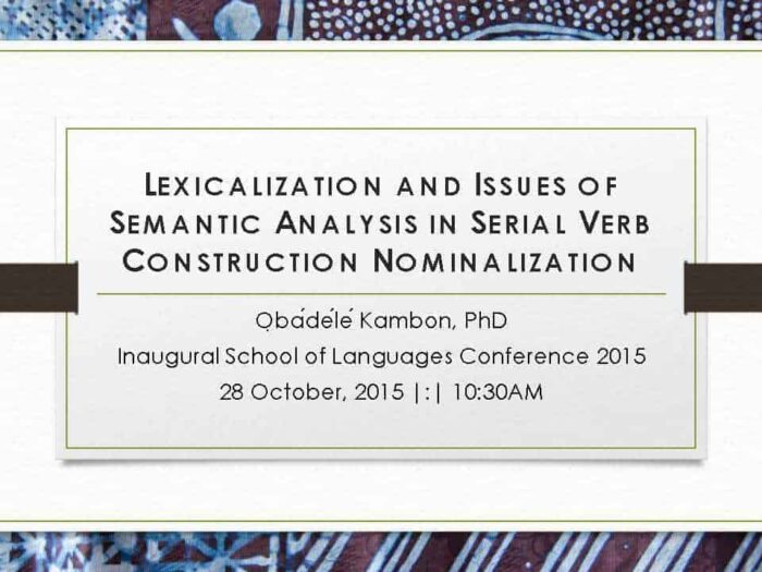Lexicalization and Issues of Semantic Analysis in Serial
